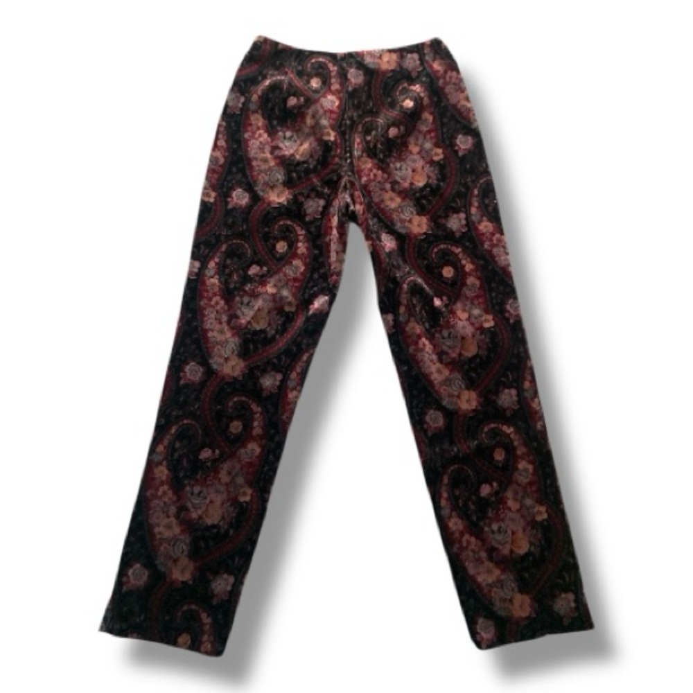 Eric Casual Velvet Paisley High Rise Pants Made in New York City 90’s Y2K